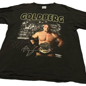Vintage 1998 WWE Goldberg Black T Shirt Sz Large Wrestling Gem